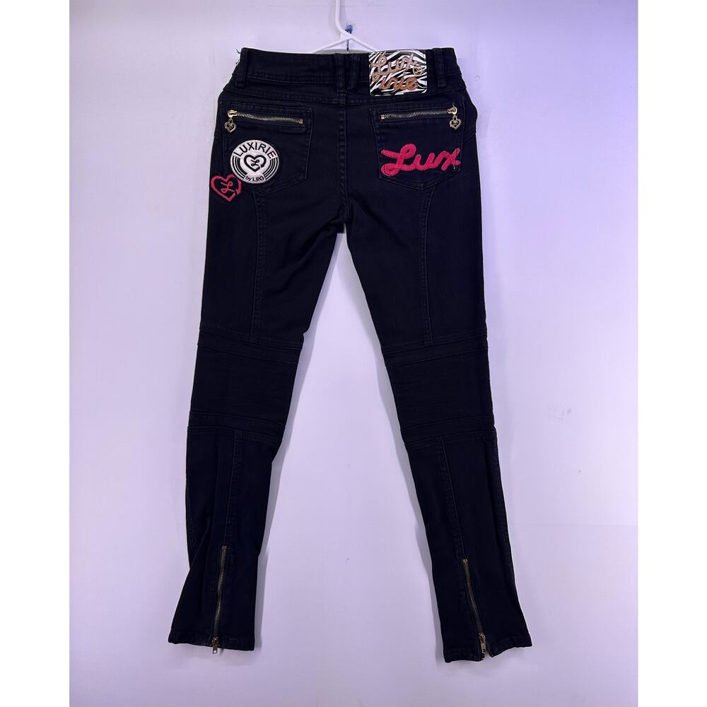 LUXIRIE ByLRG Straight Leg Black Pink Trim Jeans Size 1  /25